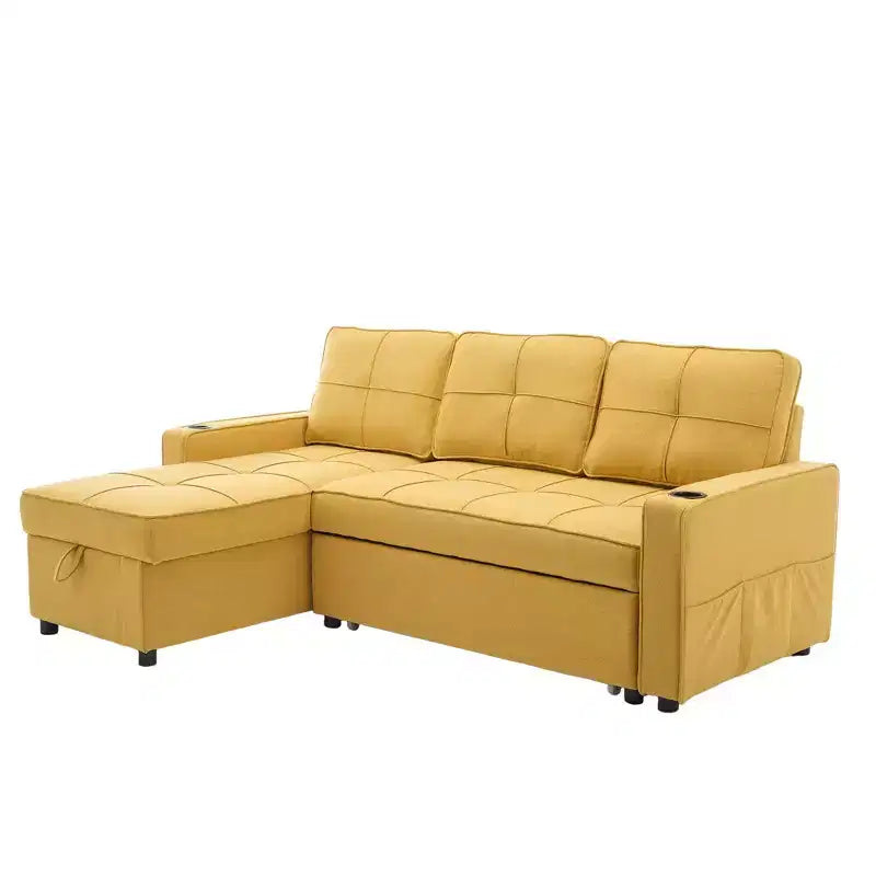 Divano angolare a L con letto estraibile e chaise longue reversibile, 4 posti