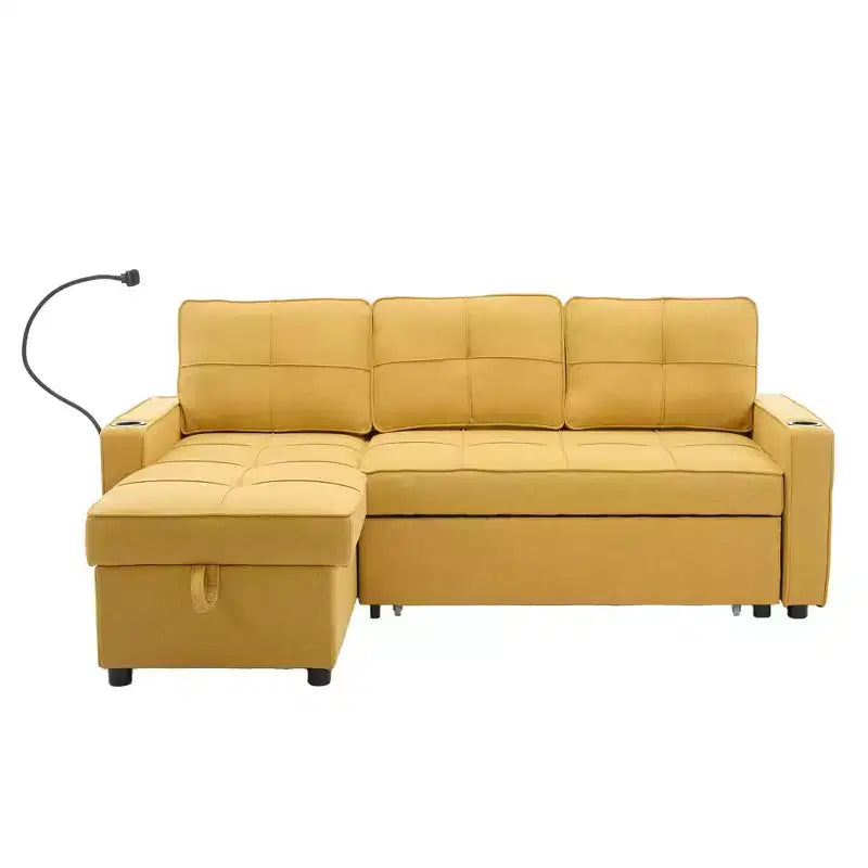 Divano angolare a L con letto estraibile e chaise longue reversibile, 4 posti