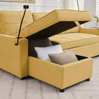 Divano angolare a L con letto estraibile e chaise longue reversibile, 4 posti