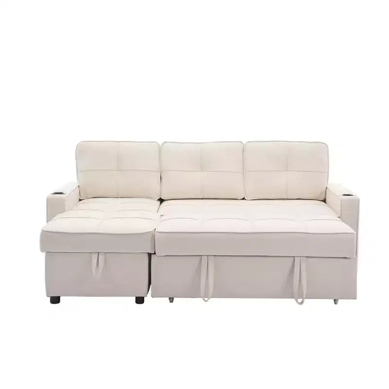 Divano angolare a L con letto estraibile e chaise longue reversibile, 4 posti