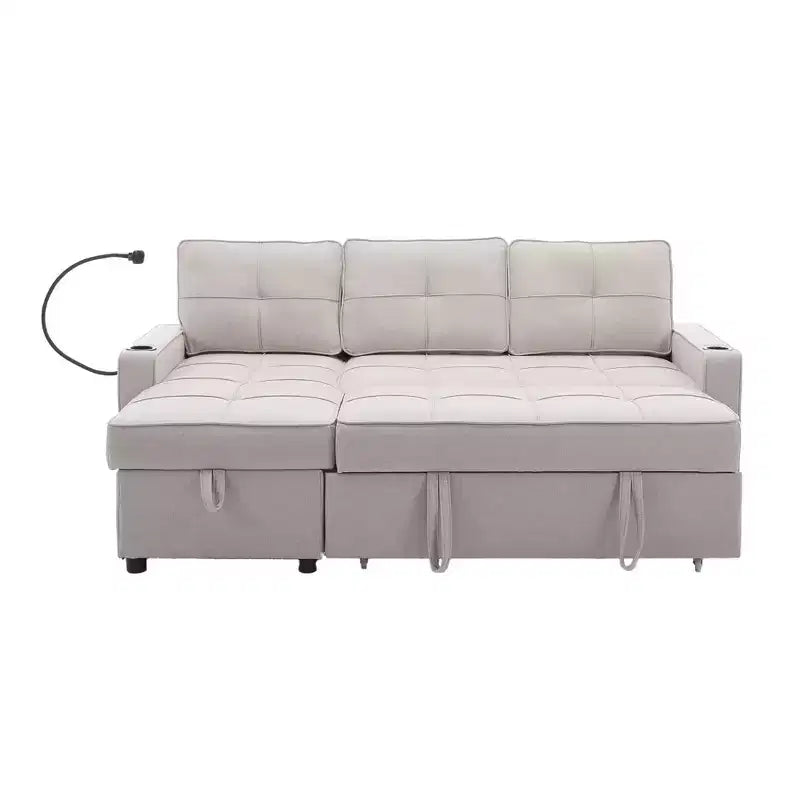 Divano angolare a L con letto estraibile e chaise longue reversibile, 4 posti