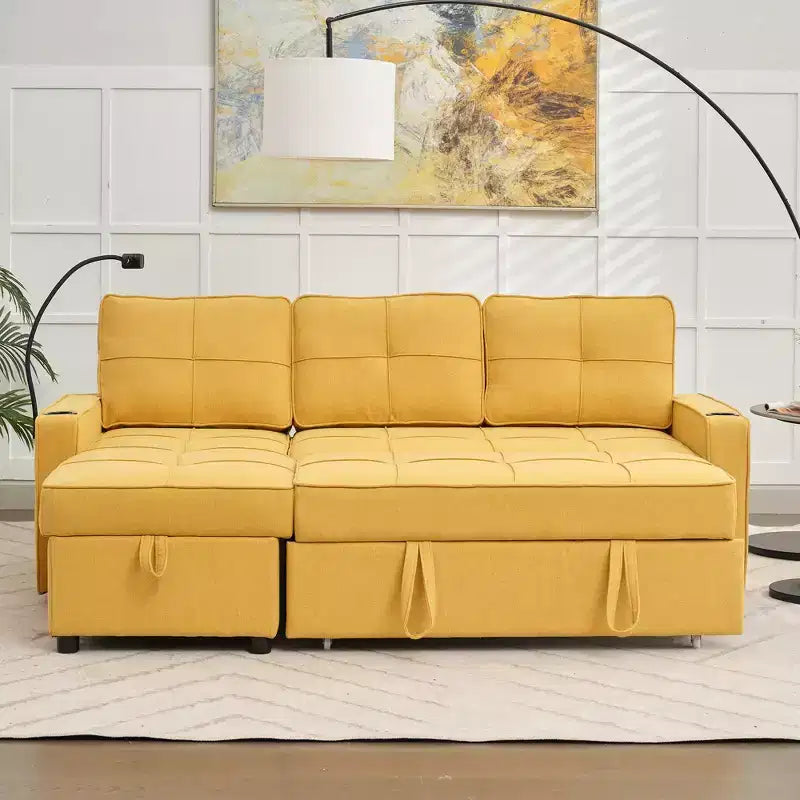 Divano angolare a L con letto estraibile e chaise longue reversibile, 4 posti