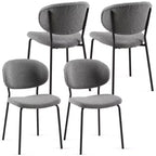 Sedia da pranzo grigia in boucle, senza braccioli, set da 4