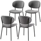 Sedia da pranzo grigia in boucle, senza braccioli, set da 4