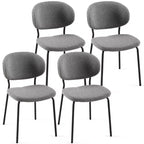 Sedia da pranzo grigia in boucle, senza braccioli, set da 4