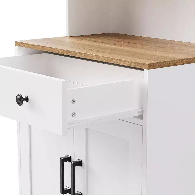 Mobile contenitore da fattoria bianco/nero, libreria a 5 ripiani con cassetto e gambe a zucca, monouso
