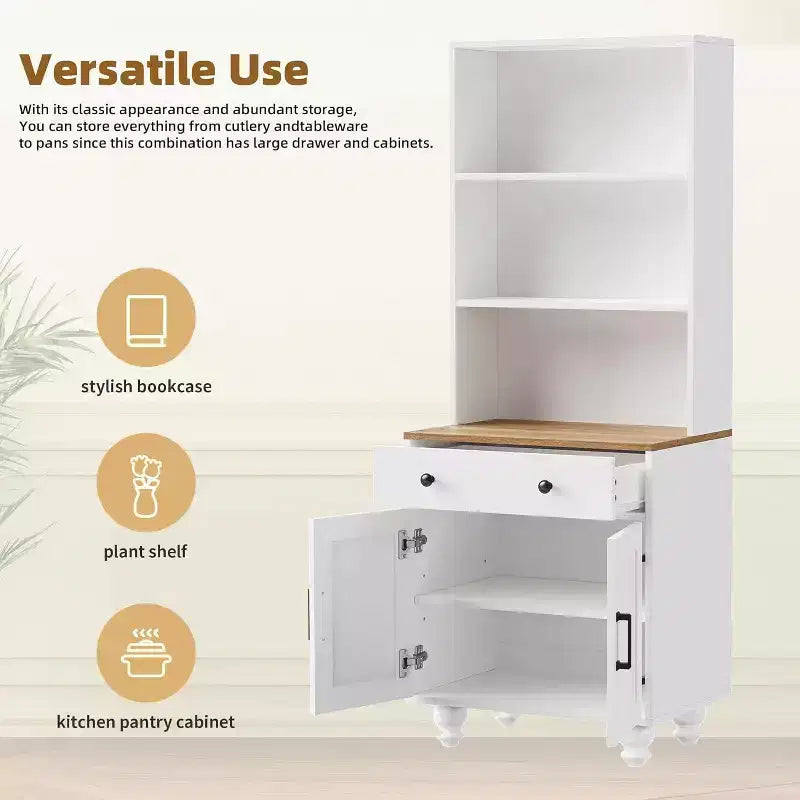 Mobile contenitore da fattoria bianco/nero, libreria a 5 ripiani con cassetto e gambe a zucca, monouso