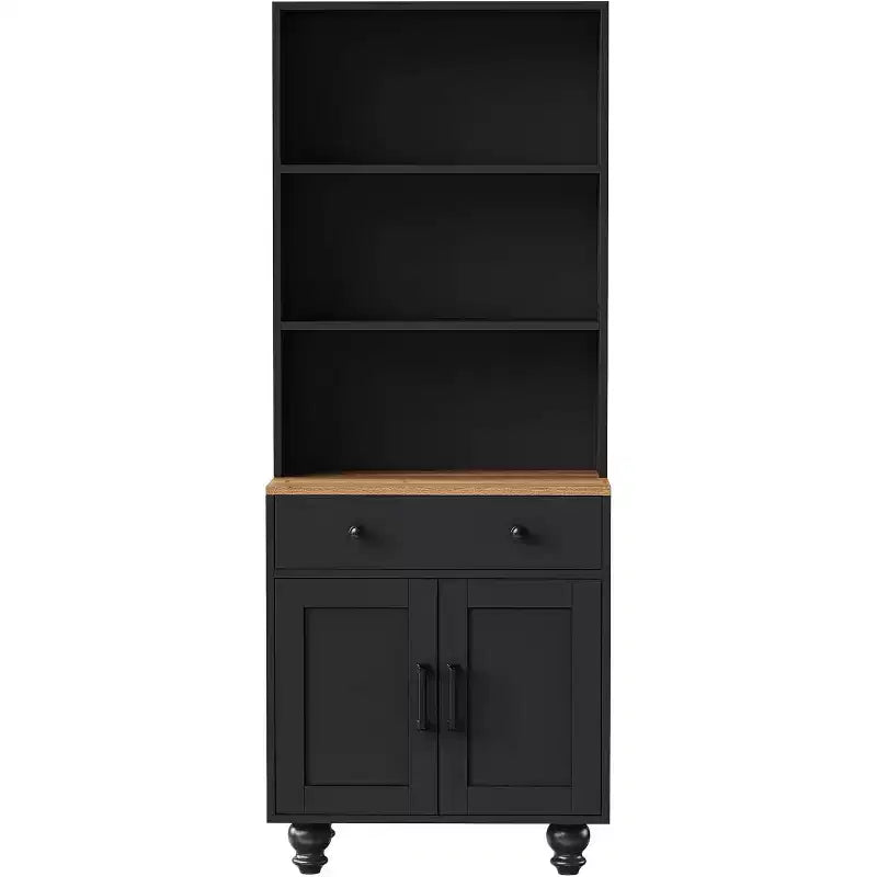 Mobile contenitore da fattoria bianco/nero, libreria a 5 ripiani con cassetto e gambe a zucca, monouso