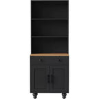 Mobile contenitore da fattoria bianco/nero, libreria a 5 ripiani con cassetto e gambe a zucca, monouso