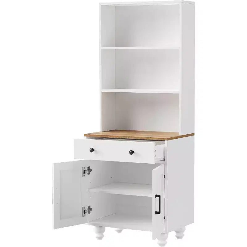 Mobile contenitore da fattoria bianco/nero, libreria a 5 ripiani con cassetto e gambe a zucca, monouso