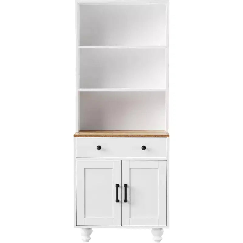 Mobile contenitore da fattoria bianco/nero, libreria a 5 ripiani con cassetto e gambe a zucca, monouso