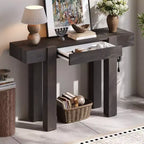 Tavolo consolle da 47" con cassetto e porte USB – Nero / Espresso / Naturale, 1 pezzo
