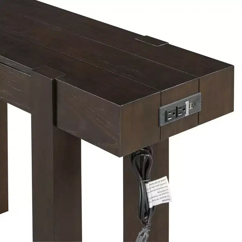 Tavolo consolle da 47" con cassetto e porte USB – Nero / Espresso / Naturale, 1 pezzo