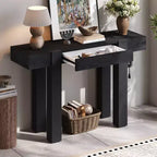 Tavolo consolle da 47" con cassetto e porte USB – Nero / Espresso / Naturale, 1 pezzo