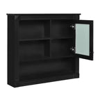 Pensile a Specchio 32" con 5 Ripiani e 1 Anta – Nero / Bianco