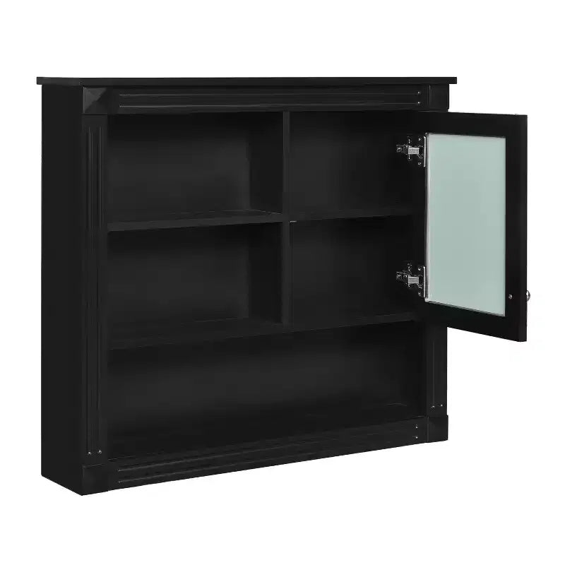 Pensile a Specchio 32" con 5 Ripiani e 1 Anta – Nero / Bianco