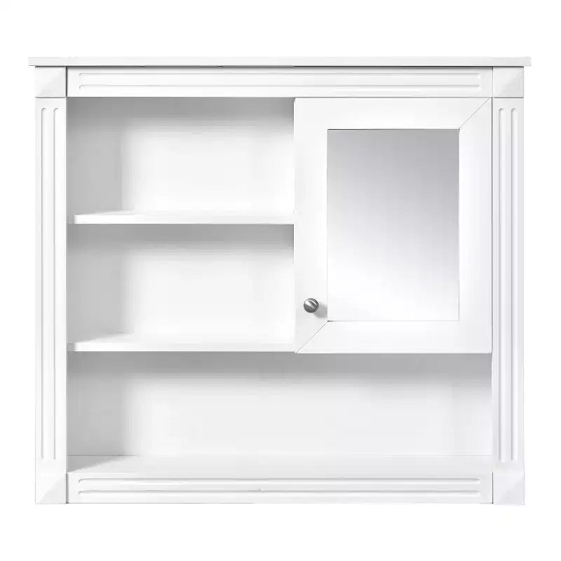 Pensile a Specchio 32" con 5 Ripiani e 1 Anta – Nero / Bianco