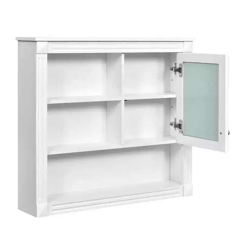 Pensile a Specchio 32" con 5 Ripiani e 1 Anta – Nero / Bianco