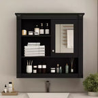Pensile a Specchio 32" con 5 Ripiani e 1 Anta – Nero / Bianco
