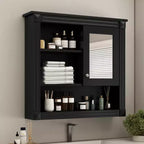 Pensile a Specchio 32" con 5 Ripiani e 1 Anta – Nero / Bianco