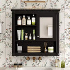 CASAINC 32'' Bathroom Wall Cabinet with Mirror, Adjustable Shelves & 4 Shelves for Storage