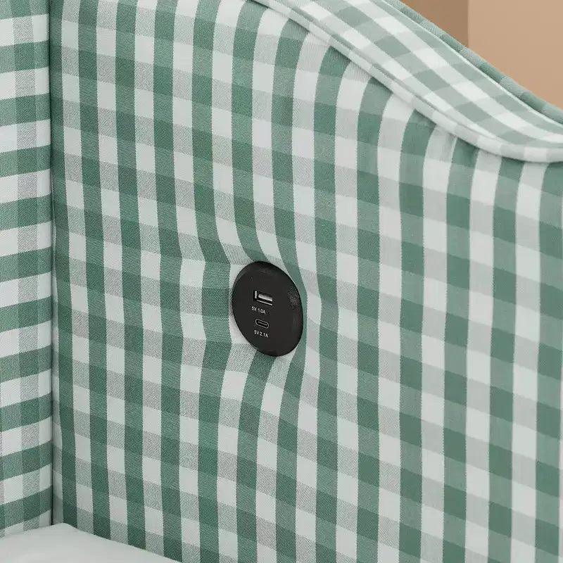 Divano letto singolo imbottito nero / ciano / verde con letto estraibile e testiera ondulata – Per 1-2 persone