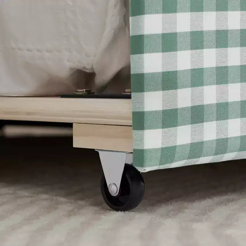 Divano letto singolo imbottito nero / ciano / verde con letto estraibile e testiera ondulata – Per 1-2 persone