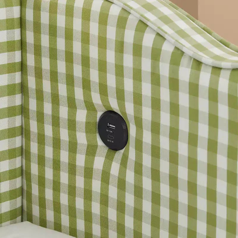 Divano letto singolo imbottito nero / ciano / verde con letto estraibile e testiera ondulata – Per 1-2 persone
