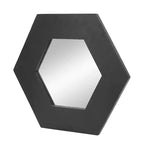 Specchio esagonale da parete nero, cornice in ferro, singolo