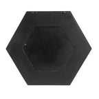Specchio esagonale da parete nero, cornice in ferro, singolo