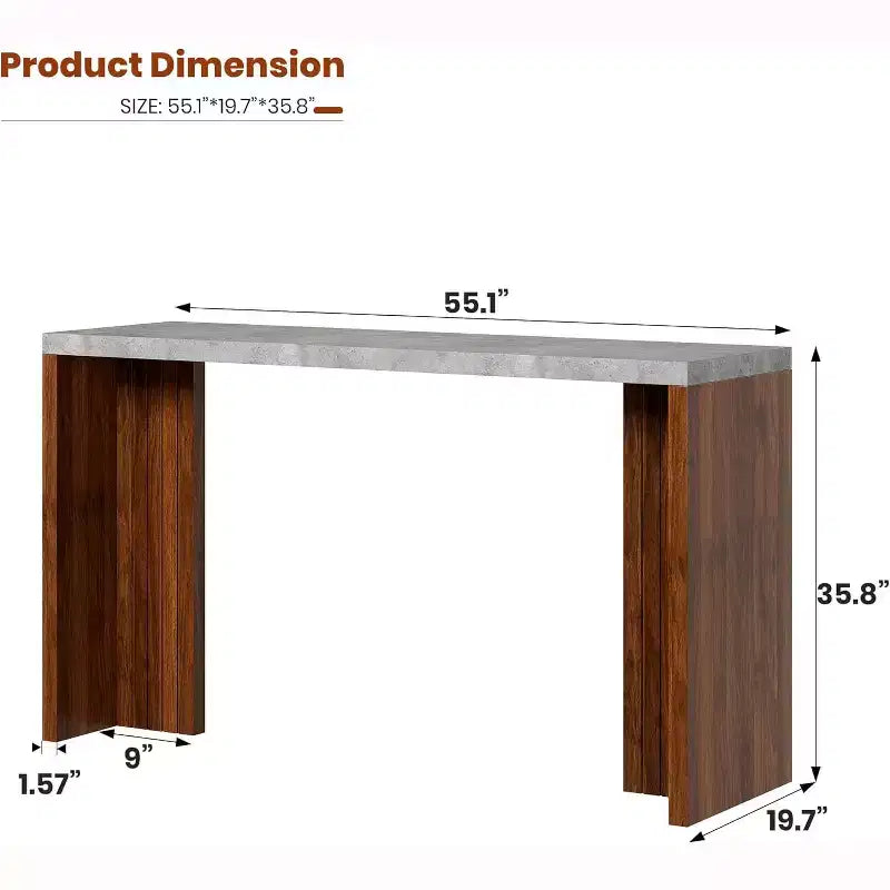 Tavolo da bar a 55" altezza bancone – Grigio/Marrone, Piano in finto marmo, 4 posti