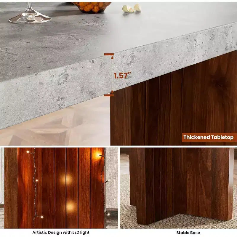 Tavolo da bar a 55" altezza bancone – Grigio/Marrone, Piano in finto marmo, 4 posti