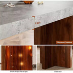 Tavolo da bar a 55" altezza bancone – Grigio/Marrone, Piano in finto marmo, 4 posti