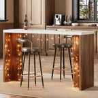 Tavolo da bar a 55" altezza bancone – Grigio/Marrone, Piano in finto marmo, 4 posti