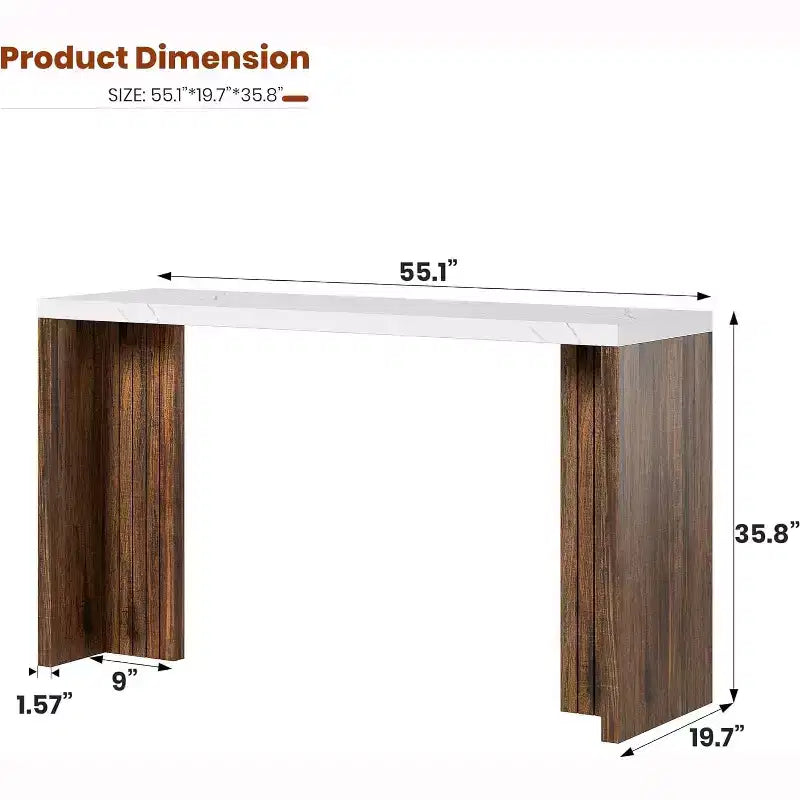 Tavolo da bar a 55" altezza bancone – Grigio/Marrone, Piano in finto marmo, 4 posti