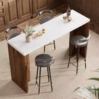 Tavolo da bar a 55" altezza bancone – Grigio/Marrone, Piano in finto marmo, 4 posti