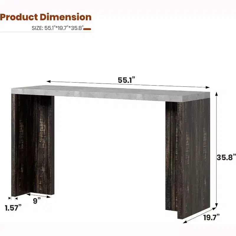 Tavolo da bar a 55" altezza bancone – Grigio/Marrone, Piano in finto marmo, 4 posti
