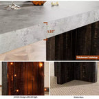 Tavolo da bar a 55" altezza bancone – Grigio/Marrone, Piano in finto marmo, 4 posti