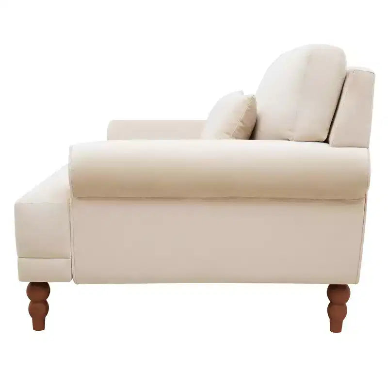 Poltrona ampia beige/verde/bianca con braccioli rotondi e cuscino lombare – 1 posto