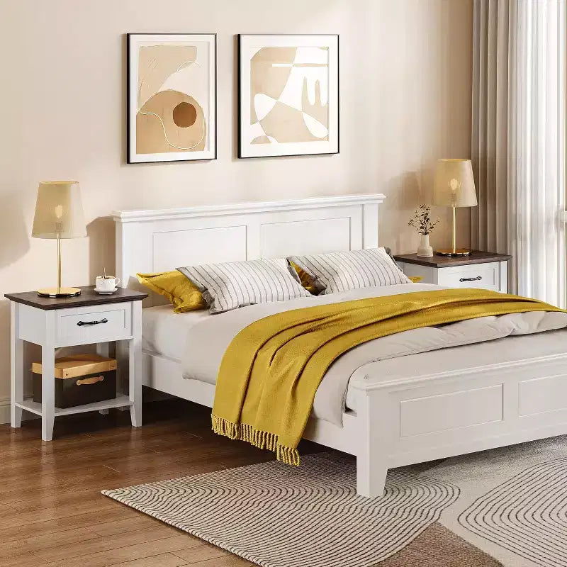 Comodino industriale grigio/bianco con cassetto e ripiano, 1 pezzo/2 pezzi