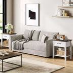 Comodino industriale grigio/bianco con cassetto e ripiano, 1 pezzo/2 pezzi