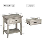 Comodino industriale grigio/bianco con cassetto e ripiano, 1 pezzo/2 pezzi