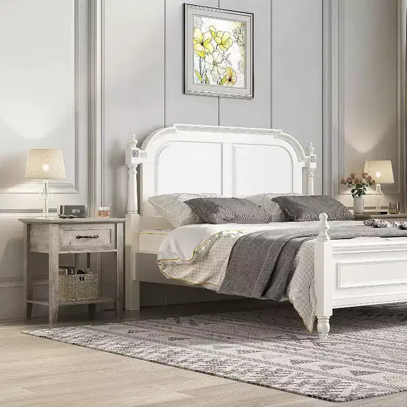 Comodino industriale grigio/bianco con cassetto e ripiano, 1 pezzo/2 pezzi