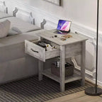 Comodino industriale grigio/bianco con cassetto e ripiano, 1 pezzo/2 pezzi