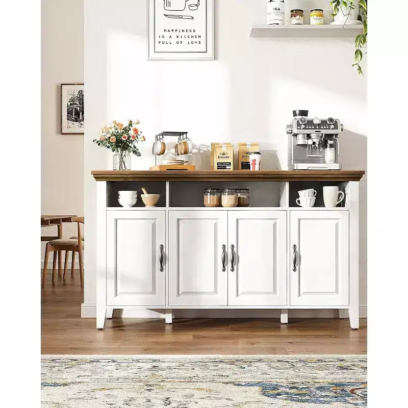 Madia/Credenza marrone a 4 ante, montaggio da 1 persona – 140 cm