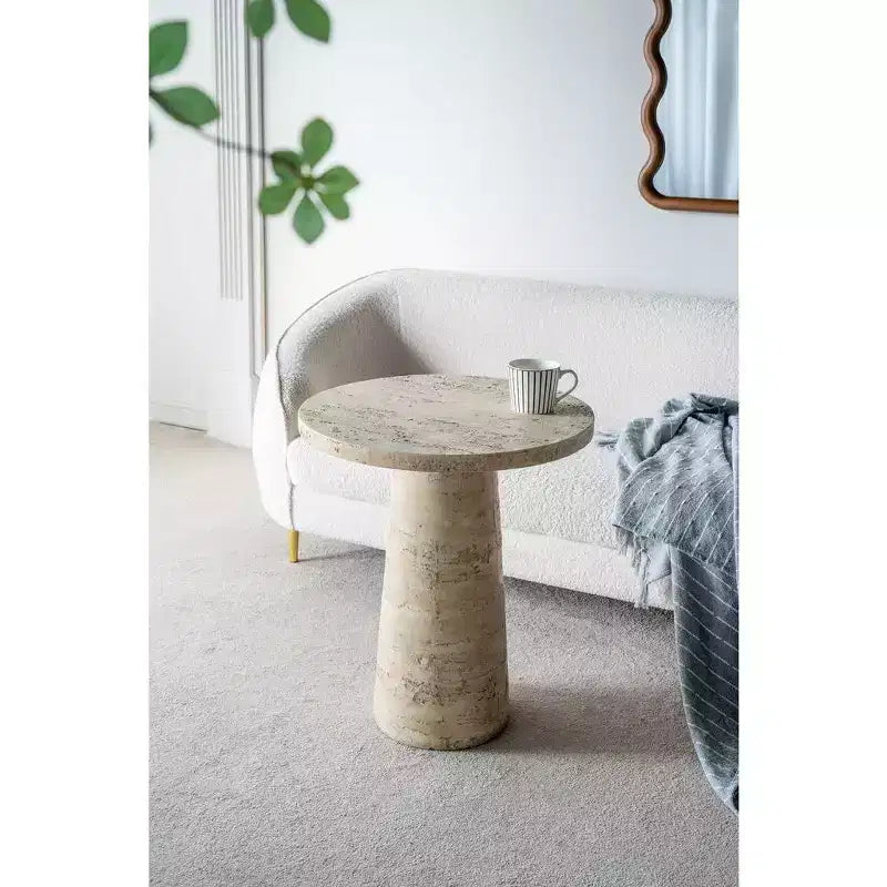 Tavolino esagonale beige e marrone, ferro e legno, montaggio 1 persona