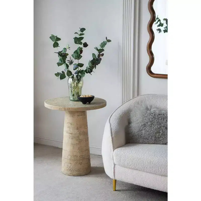 Tavolino esagonale beige e marrone, ferro e legno, montaggio 1 persona