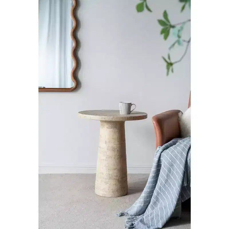 Tavolino esagonale beige e marrone, ferro e legno, montaggio 1 persona
