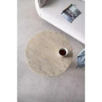 Tavolino esagonale beige e marrone, ferro e legno, montaggio 1 persona