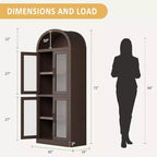 Marrone/Naturale/Nero/Bianco, Anta in Vetro, Libreria ad Arco a 6 Ripiani, Montaggio da 1 Persona